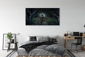 Canvas képek Sötét erdő fa forma 125x50 cm