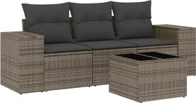 vidaXL 4 részes szürke polyrattan kerti ülőgarnitúra párnákkal