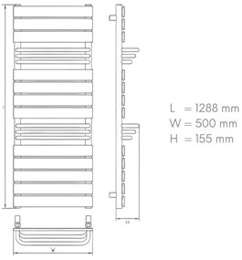 Design törölközőszárító radiátor fekete 500x1290mm Welland Lux | Készletről | Gyors kiszállítással