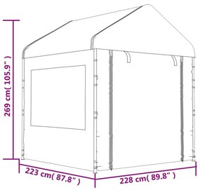 vidaXL fehér polietilén pavilon tetővel 8,92 x 2,28 x 2,69 m