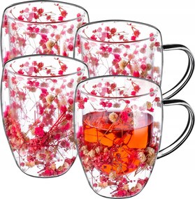Thermo Poharak Kávé Tea 350 ml 4 db Virágokkal Virágok Bögre