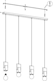 Eglo 99532 - Csillár zsinóron LOBATIA 4xE27/40W/230V