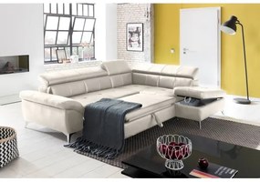 Bőrkárpitos, jobbos L-alakú SALERNO II sarokkanapé, bézs