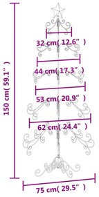 fekete fém karácsonyfa dekorációhoz 150 cm
