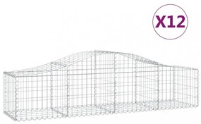 12 db íves horganyzott vas gabion kosár 200x50x40/60 cm