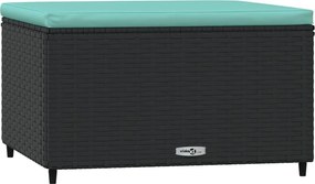 vidaXL fekete polyrattan kerti lábtartó párnával