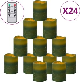 vidaXL 24 db lángmentes meleg fehér LED-es gyertya távirányítóval
