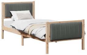 Ágykeret barna és sötétszürke 75 x 190 cm Tömör fenyőfa