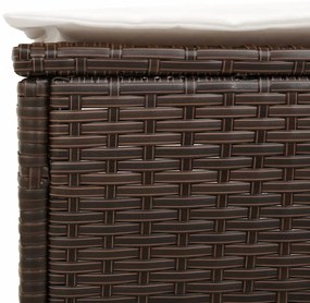 barna polyrattan napozóágy asztallal és párnával