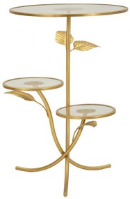 aranyszínű kisazstal levelekkel és üveg felülettel – kortárs