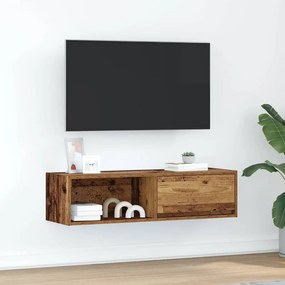 antik fa színű szerelt fa TV-szekrény 100x31x25,5 cm