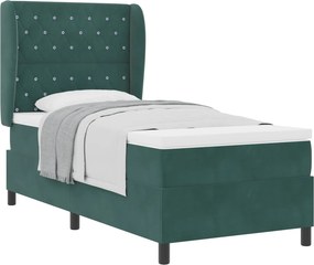 vidaXL Boxrugós ágy matracmal Sötétzöld 200 x 100 cm Poliészter
