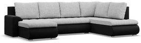 Tokio U sarokkanapé, 3 ágyneműtartóval, fonott + műbőr, jobboldali, szürke - fekete