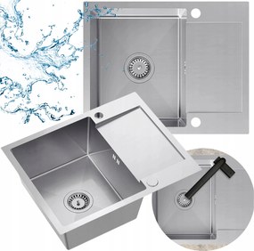 Egykamrás Acél Mosogató Csepegtetővel MOSOGATÓ+szifon kupak 7in1