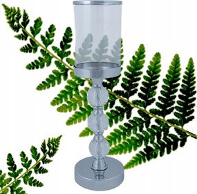 Dekoratív Gyertyatartó Ezüst Kristályokkal K1510-CS 41 x 12 cm