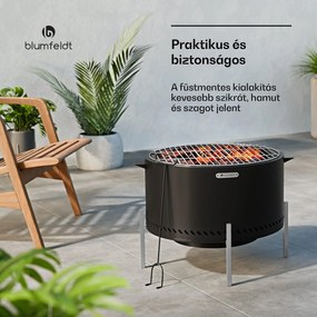 Blumfeldt Ignite Pure tűzhely, alacsony füstölés, grillrács, rozsdamentes acél, hordozható, esővédő fedél, fogantyúk
