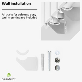 Blumfeldt Tallheo, 41 x 180, radiátor, fürdőszoba radiátor, csőradiátor, 691 W, melegvzes, 1/2