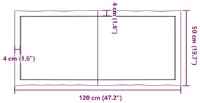 kezeletlen tömör fa asztallap 120x50x(2-6) cm