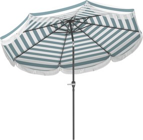Outsunny Kültéri Kert Napernyő Dőlt Kerekernyő Ø2.7 x 2.4 m Kézi Felnyitással és Lezárással, Zsinóros Szegéllyel, 180 g/m² UV Védelem UPF 30+, Erkélyr