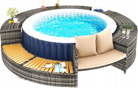 Kerti bútor szett spa medencéhez pihenő szett rattan fa