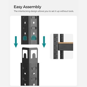 Nagy teherbírású tárolópolc, polc, rusztikus barna és fekete