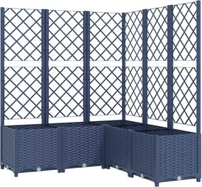 vidaXL kékszürke PP rácsos kerti ültetőláda 120 x 120 x 136 cm