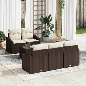 Kerti Kanapé Szett párnával 6 pcs Barna és Krém 55 x 55 x 37 cm