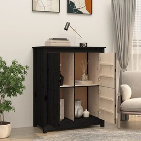 fekete tömör fenyőfa tálalószekrény 83 x 41,5 x 100 cm