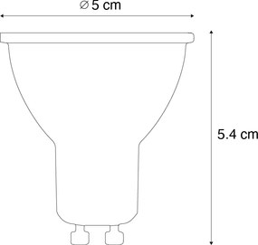 5 darabos GU10 50 mm-es dimmelhető LED izzókészlet, átlátszó, 4,9 W, 450 lm, 2700 K