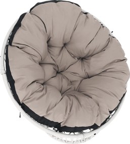 Forgó fotel párnával, fehér/taupe/fekete, TRISS BIG