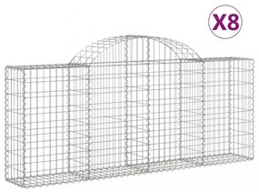 vidaXL 8 db íves horganyzott vas gabion kosár 200x30x80/100 cm