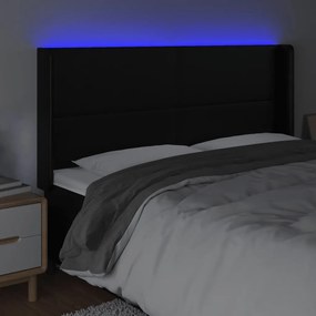 fekete műbőr LED-es fejtámla 163x16x118/128 cm