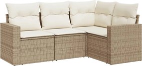 vidaXL 4 részes bézs polyrattan kerti ülőgarnitúra párnákkal