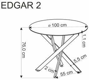 Edgar 2 kerek étkezőasztal fehér márvány 100cm
