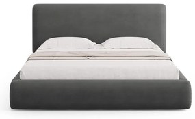 Szürke kárpitozott ágyneműtartós franciaágy ágyráccsal 180x200 cm Colonel – Cosmopolitan Design