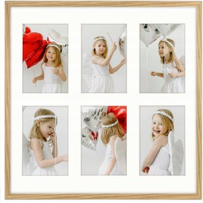 Képkeret 6 képhez 10x15 cm tölgyfa keret fotógaléria 40x40 cm Framai