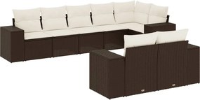 vidaXL 8 részes barna polyrattan kerti ülőgarnitúra párnákkal