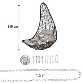 Natal Easy kerti függőfotel fehér rögzítő készlettel