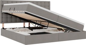 vidaXL Ágy tárolóval és LED lámpával Tópszínű 200 x 200 cm Poliészter
