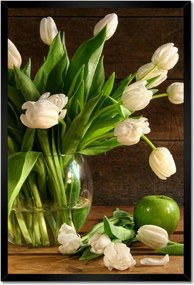 Poszterek keretben 40x60 Fehér tulipánok Deszka