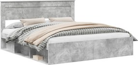vidaXL Ágykeret fejtámlával Beton 200 x 200 cm Tömör fenyőfa