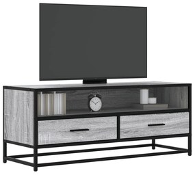 szürke sonoma színű szerelt fa és fém TV-szekrény 100x34,5x40cm