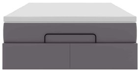 Ottomán ágykeret matraccal Szürke 120x200cm műbőrrel