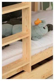 Natúr színű emeletes ágyneműtartós gyerekágy kihúzható pótággyal, ágyráccsal 80x160 cm CLPBN – Adeko