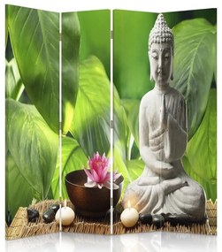 Gario Paraván Buddha leveles háttéren Méret: 145 x 170 cm, Kivitelezés: Klasszikus paraván