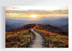 Vászonkép Canvas Ösvény Hegyek Naplemente Ősz Tájkép 60x40