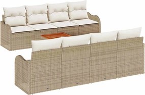 vidaXL Kerti Kanapé Szett párnával 9 pcs Bézs polirattan