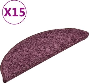vidaXL 15 db sötétlila félkör alakú lépcsőszőnyeg 56 x 17 x 3 cm