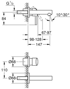 GROHE 19575001 - Kétlyukú mosdócsaptelep CONCETTO 147 mm fényes króm