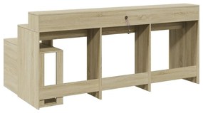 sonoma tölgy színű szerelt fa íróasztal LED-ekkel 200x104x91 cm